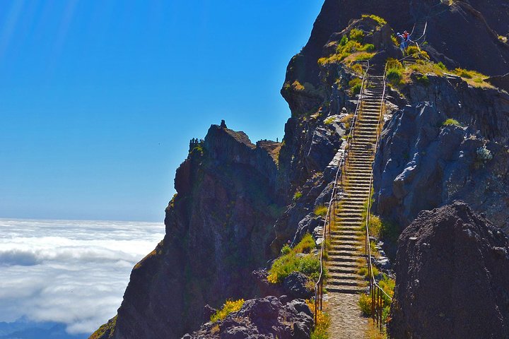Mountain hiking trail in Madeira — green valley panorama